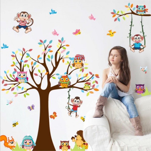 Cartoon Wald Tier Eule Affe Bär Baum Wandabziehbilder,Kinderzimmer Babyzimmer Entfernbare Wandtattoos Wandbilder Cartoon Wald Tier Eule Affe Bär Baum Wandabziehbilder,Kinderzimmer Babyzimmer Entfernbare Wandtattoos Wandbilder