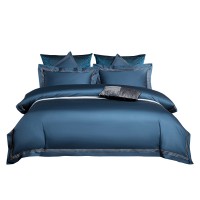 Satin leichter Luxus | einfarbiges 4-teiliges Set aus Baumwolle mit 100 Fäden und Langer Heftklammer | Hautfreundlich aus reiner Baumwolle | Überlegene Bettwäsche | Bettwäsche