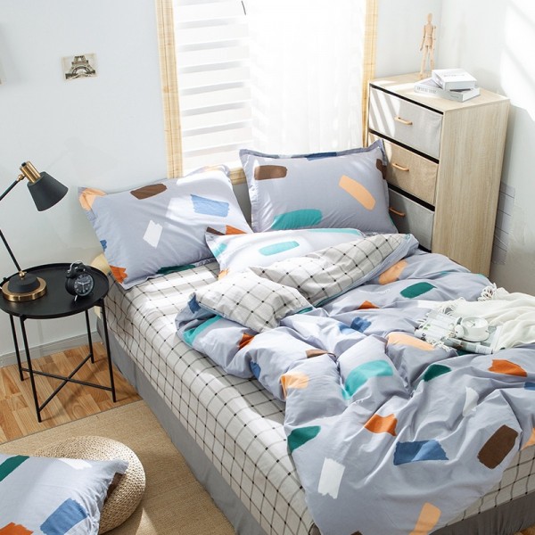 Verdickter gebürsteter vierteiliger Anzug, Bettwäsche und Bettbezug aus 100% Baumwolle, helle Farbe, 40er Stoff, Bettwäsche, geeignet für Betten mit 1,5 / 1,8 / 2,0 m| Traum von Pula