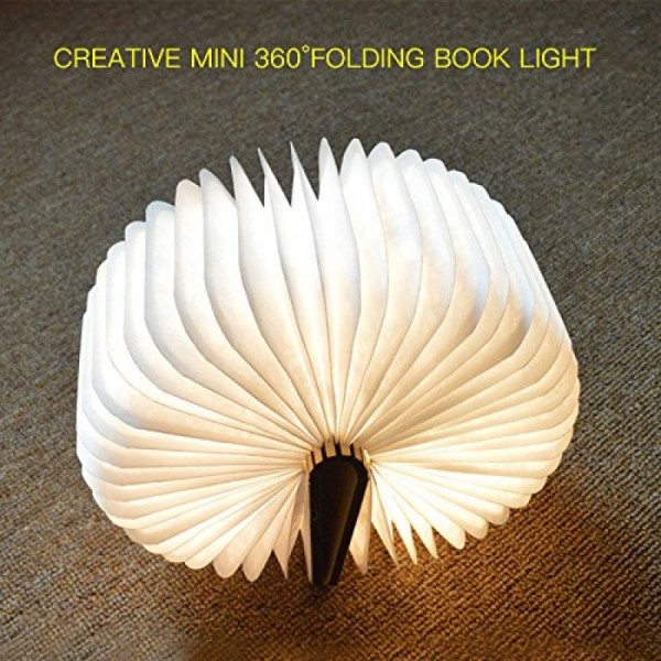Folding Buch LED Lampe Nachtlicht USB Aufladbare Buch Lampe,Nachttischlampe 360°Faltbar