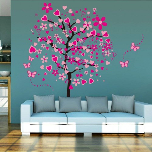 Riesige Herz Baum Schmetterling Abnehmbare Wandaufkleber Wandtattoo Wandsticker Aufkleber DIY für Wohnzimmer Schlafzimmer Kinderzimmer 
