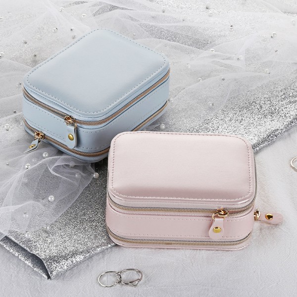 Schmuckkasten,  Kleine Schmuckkasten aus Kunstleder mit Reißverschlüssen, Eingebauter Spiegel für Damen- und Mädchenringe, Ohrringe, Aufbewahrungsbox für Halsketten Organizer Schmuck