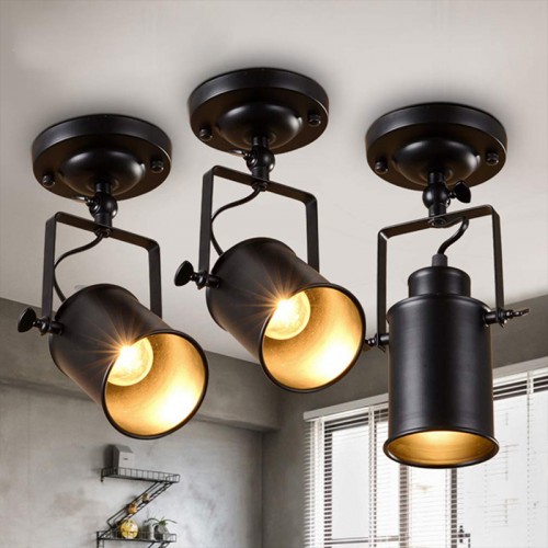 Deckenstrahler LED Retro Vintage Strahler Deckenspot Innen Lampen Schwenkbar Industrie Wand Spot Schwarz Einstellbare Leuchte Beleuchtung