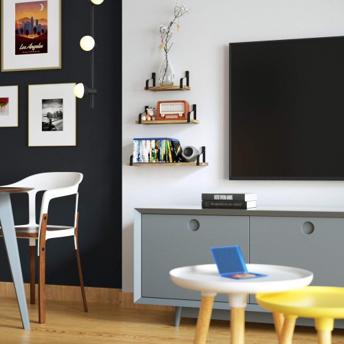 Wandregal Schweberegal Hängeregal U-Form Wandboard 3er Set, Ideal für Wohnzimmer Schlafzimmer Flur Badezimmer, Länge 43/33/23cm