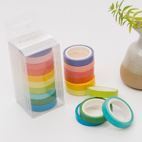 Washi Tape Set 10 Rollen DIY Dekorative Regenbogen Klebeband Dekobänder Aufkleber für Kinder und Geschenke Verpackung Halloween, Thanksgiving Day, Weihnachten(Bunt10P)