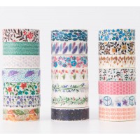 Washi Tape Set – 21Washitape / Dekoband Rollen in Bunt,  Blumen & Muster Motiven – Deko Klebeband / Bänder zum Basteln & Scrapbooking