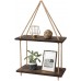 Holz Hängendes Regal Wandschaukel Lager Regale Jute-Seil Organizer Rack, 2 Tier