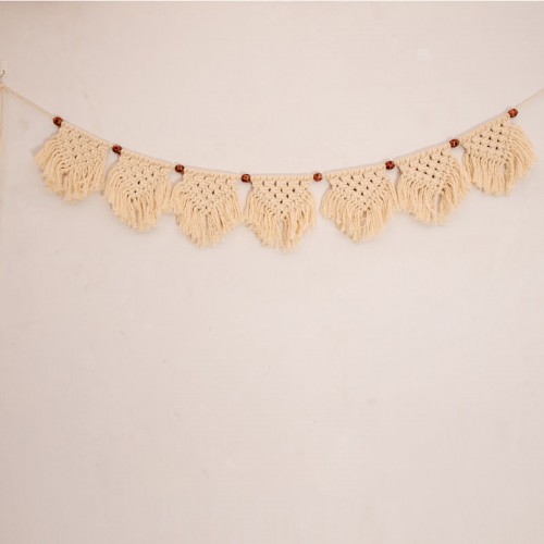 Makramee Wandbehang Tapisserie Fransengirlande Banner Baumwolle gewebt Wand Dekoration for Wohnzimmer Schlafzimmer Hochzeitsfeier Dekoration, 15cm (W) x 90cm (L)