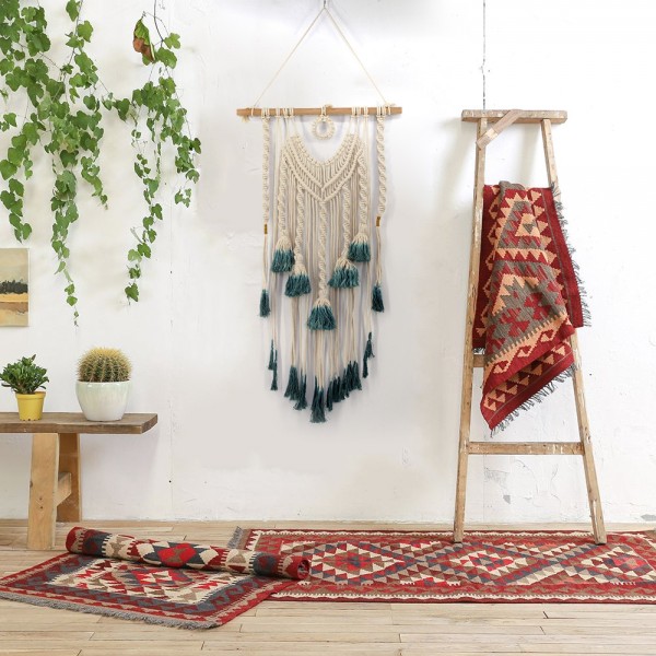Makramee Wand aufhängen – Handgemachte Makramee Szenerie – gewebt Wand Kunst – Bohemian Wand decor- Textile Wandbehänge