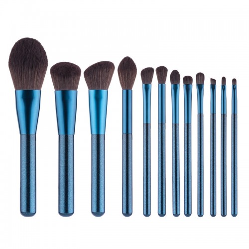 Professionelles Make up Pinselset: Professionelles Make-up-Pinsel, 12 blaue Make up Pinselsets, Make up Pinsel und Reinigungsbürsten