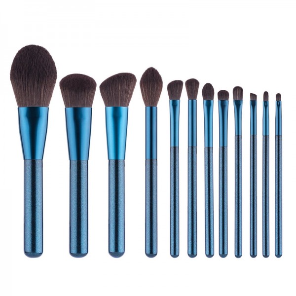 Professionelles Make up Pinselset: Professionelles Make-up-Pinsel, 12 blaue Make up Pinselsets, Make up Pinsel und Reinigungsbürsten