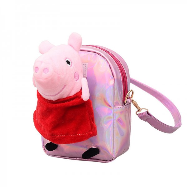 Peppa Pig Pink Premium Polyester Kleine Crossbody Nette Schulter Handtasche Spielzeug Handtasche Reisetasche für Kleinkind Kinder Kinder Vorschüler Baby
