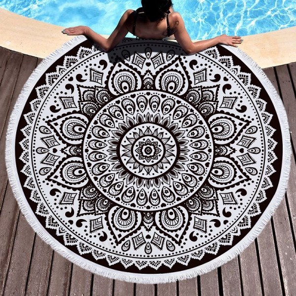 Beliebte Handarbeiten Beliebte Roundie Indische Mandala Runde Roundie Strand Tapisserie Hippie Boho Zigeuner Polyester Tischdecke Runde Tapisserie Wandbehang 150cm
