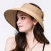 Frauen UPF 50+ Packable Wide Brim Roll-Up Sonnenblende Strand Strohhut