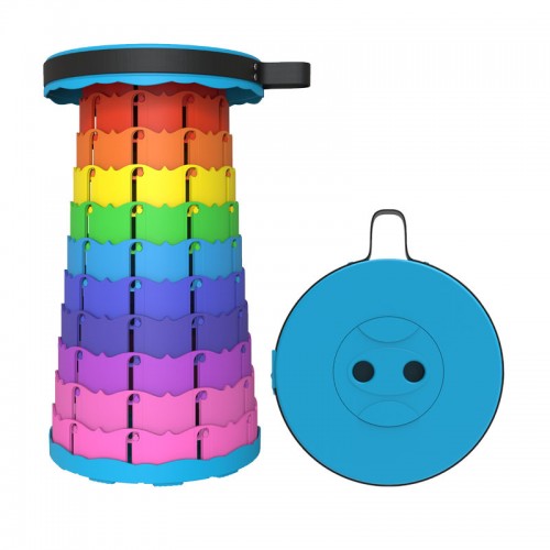 Klappbarer Teleskophocker im Regenbogen-Stil für den Außenbereich, tragbarer Reiseklapphocker, Angelhocker