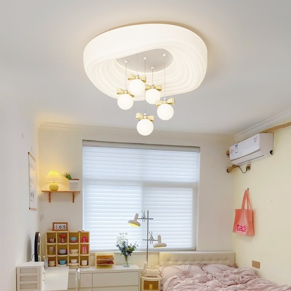 Deckenleuchte im cremefarbenen Stil, einfache moderne hängende Kugellampe, LED-Kinderzimmerlampe