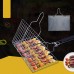 Edelstahl-Grillnetz, zusammenklappbares Grillnetz, Holzgriff, Grill, quadratisches Grillnetz für den Außenbereich