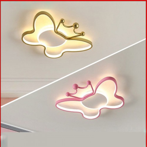 Kreative Schmetterling Kinderlampe Schlafzimmer Krone LED Deckenleuchte Persönlichkeit warme Prinzessin Zimmerlampen