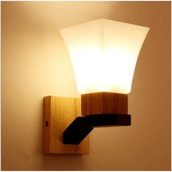 Skandinavische moderne hölzerne Esszimmer Ganglampen und Laternen einfache und kreative Wohnzimmer Schlafzimmer Korridor LED Wandleuchte