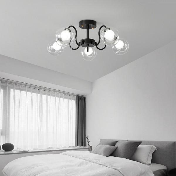 Moderne einfache und atmosphärische Vollkupfer-Deckenleuchte, Glaskugel, Hauptschlafzimmer-Raumlampe, High-End-Licht, Luxus-Wohnzimmer-Hauptlampe