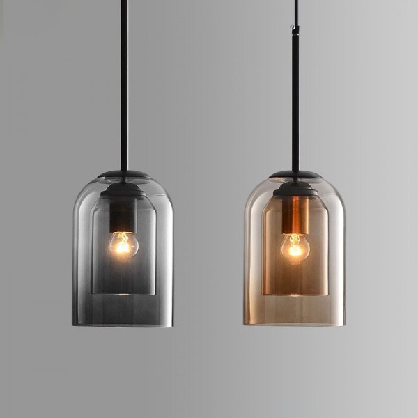 Nordische moderne Persönlichkeit Doppelglas-Kronleuchter mit einem Kopf, kreatives Restaurant, Bar, Schlafzimmer, Nachttisch, Retro-Lampen