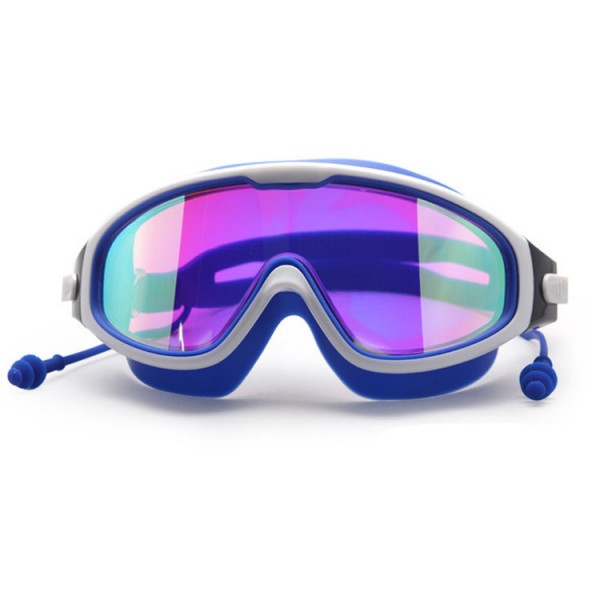 Galvanik bunte Schwimmbrille mit großem Rahmen HD wasserdichte Antibeschlag-Schwimmbrille Unisex-Schwimmbrille