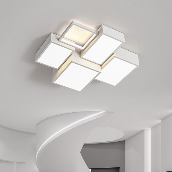 Minimalistische Wohnzimmer-Hauptleuchte, kreative Persönlichkeit, geometrische Schlafzimmer-Raumleuchte, schwarz-weiße quadratische Deckenleuchte