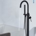 Badewannenarmatur zur Bodenmontage, freistehender Wannenfüller, Chrom-Finish, stehende Duscharmaturen mit hohem Durchfluss, schwenkbarem Auslauf und Handbrause-Mischbatterien