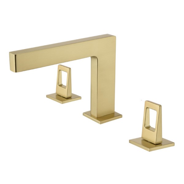 Waschbecken-Wasserhahn, 3 Löcher, zwei Griffe, breite Waschtischarmaturen, Deckmontage, Waschtischarmatur Zeitgenössisch/Modern Gebürstetes Gold、Roségold、Silber Waschbecken-Wasserhahn, 3 Löcher, zwei Griffe, breite Waschtischarmaturen, Deckmontage, Waschtischarmatur Zeitgenössisch/Modern Gebürstetes Gold、Roségold、Silber