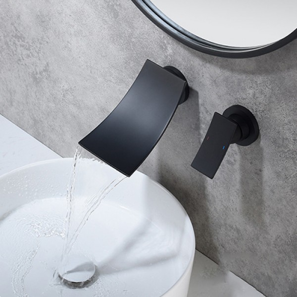 2-Loch-Wandbatterie für die Badewanne, mattschwarze, geteilte Waschtischarmatur mit hohem Durchfluss, Wasserfallhahn,Auslauf 110 mm, Warm- und Kaltwasserhähne mit Doppelsteuerung, gebürstetes Gold und Chrom 2-Loch-Wandbatterie für die Badewanne, mattschwarze, geteilte Waschtischarmatur mit hohem Durchfluss, Wasserfallhahn,Auslauf 110 mm, Warm- und Kaltwasserhähne mit Doppelsteuerung, gebürstetes Gold und Chrom