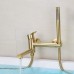 Wandmontierter Badewannen-Wasserhahn, runde Dusch-Mischbatterien, gebürstetes Gold, wandmontierte Badewannen-Wasserhahn-Mischbatterien mit Handbrause Wandmontierter Badewannen-Wasserhahn, runde Dusch-Mischbatterien, gebürstetes Gold, wandmontierte Badewannen-Wasserhahn-Mischbatterien mit Handbrause