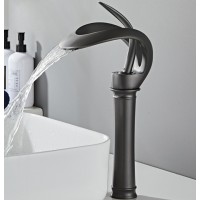 Eleganter Wasserfall Einhandgriff Einloch solide Messing Bad Waschbecken Armatur, Wasserfall heißes und kaltes Wasser Wasser Wasserhahn für Arbeitsplatte und unter Zähler-Becken