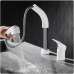 Badarmatur, Zwei-Loch-Waschtischarmatur, ausziehbarer Waschtischarmatur, Lift-Badarmatur, Bad-Warm- und Kaltwasserhahn, weiß
