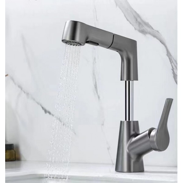 Bad Waschbecken Wasserhahn ausziehbar Lift höhenverstellbar Wasserhahn Waschbecken Dusche Wasser 360°Schwenkbare Armatur heiß und kalt Mischbatterie Waschbecken