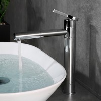 Badarmaturen für Aufsatzbecken, Armaturen aus Messing, erhöhte Armaturen, 360° schwenkbare Waschbeckenarmaturen, Warm- und Kaltwasserarmaturen, Chrom
