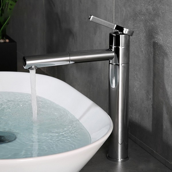 Badarmaturen für Aufsatzbecken, Armaturen aus Messing, erhöhte Armaturen, 360° schwenkbare Waschbeckenarmaturen, Warm- und Kaltwasserarmaturen, Chrom Badarmaturen für Aufsatzbecken, Armaturen aus Messing, erhöhte Armaturen, 360° schwenkbare Waschbeckenarmaturen, Warm- und Kaltwasserarmaturen, Chrom