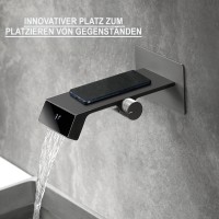 Wasserfall-Badezimmerarmatur mit Temperaturanzeige, Wandmontage-Badezimmerarmatur, 1-Loch-Badezimmerarmatur mit Drehknopfschalter, modernes Design für mehrere Szenarien in Hotels, Badezimmern, Balkonen usw