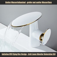 Badezimmer Wasserfall Wasserhahn, Moderne Ein-Griff-Hahn, Warm- und Kaltwasserhahn aus Messing, Pilzförmiger Badarmatur,High Flow、Breiter Auslauf、Antike