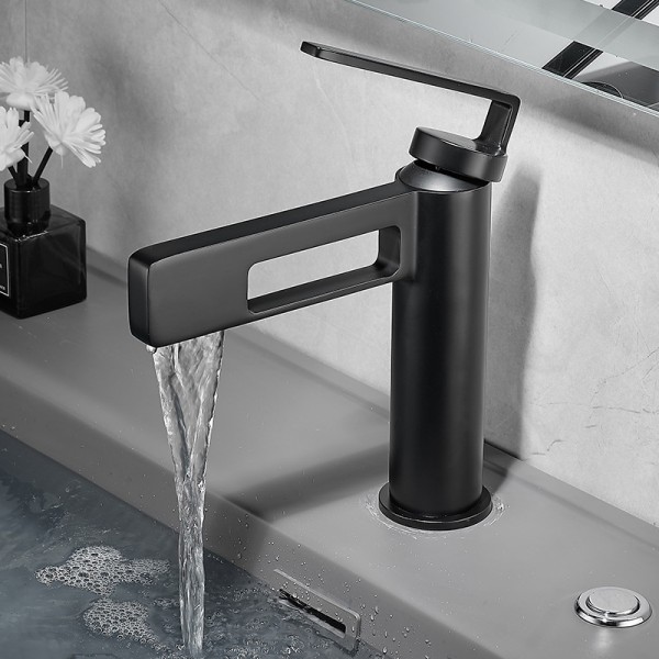 Badezimmer-Waschtischarmatur, Unterbau-Waschtisch-Warm- und Kaltwasserhahn, Wasserfall-Wasserhahn, Messing-Wasserhahn, Schwarz\Pistolengrau\Silber