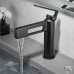Badezimmer-Waschtischarmatur, Unterbau-Waschtisch-Warm- und Kaltwasserhahn, Wasserfall-Wasserhahn, Messing-Wasserhahn, Schwarz\Pistolengrau\Silber