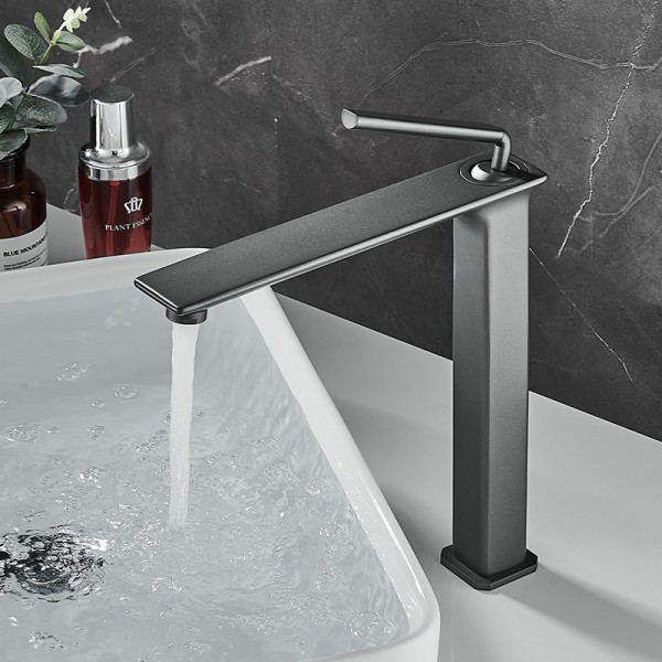 Schwarzer Badezimmer-Wasserhahn, Einloch-Wasserhahn, Heiß- und Kaltmischbatterie, Waschbecken-Wasserhahn, geräuschloser Keramikventilkern Schwarzer Badezimmer-Wasserhahn, Einloch-Wasserhahn, Heiß- und Kaltmischbatterie, Waschbecken-Wasserhahn, geräuschloser Keramikventilkern